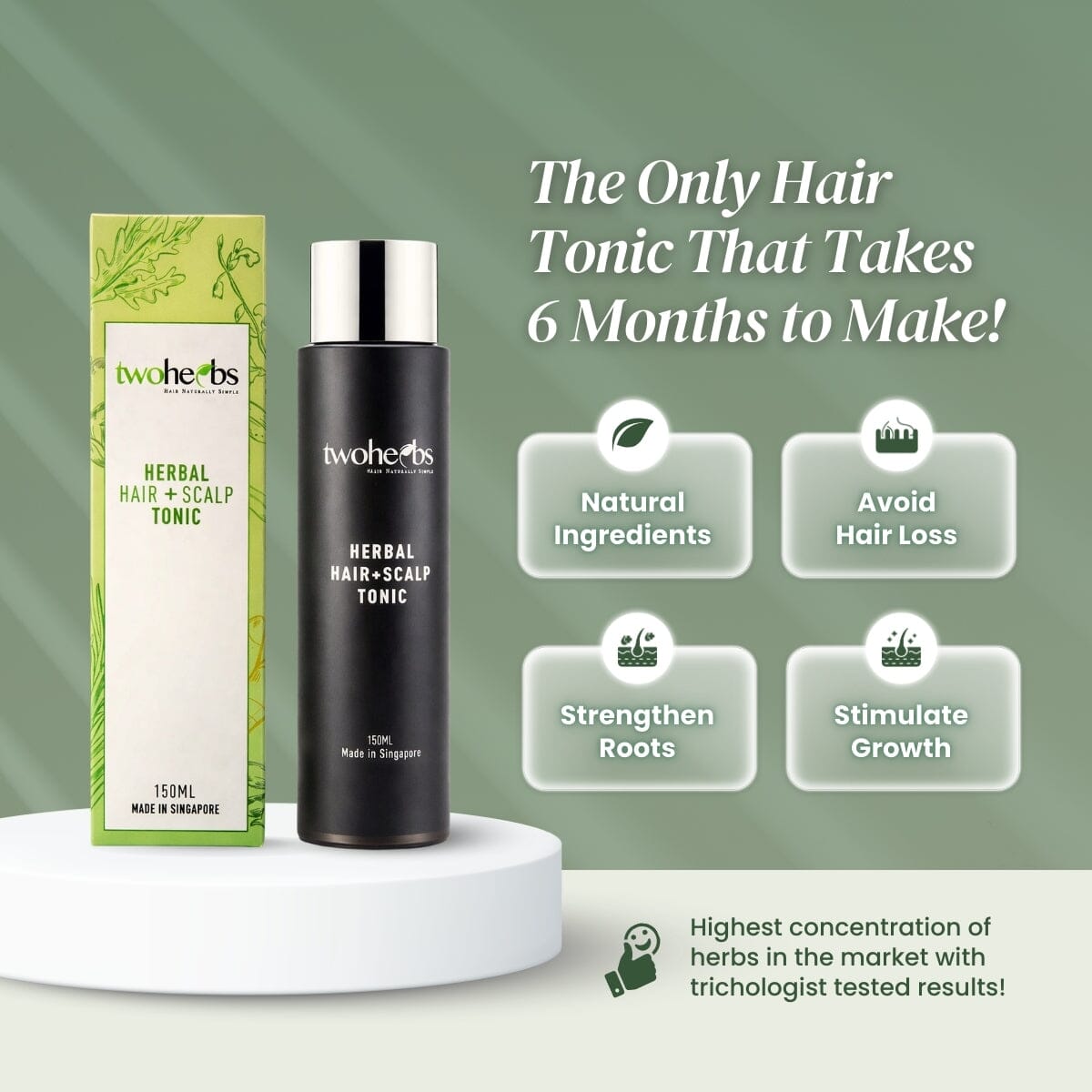 Herbal Hair+ Scalp Tonic | Best Natural Hair Growth Tonic - TwoHerbs